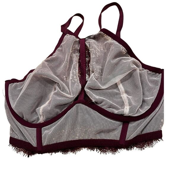 Victoria's Secret High Neck Plunge Bra Burgundy Size 34D - Picture 9 of 10